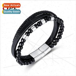 Layer Fashion Multi Beaded Stainless Onyx Vintage Braided