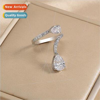 Delicate niche water drop silver zirconia winding adjustable