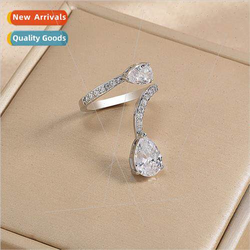 Delicate niche water drop silver zirconia winding adjustable