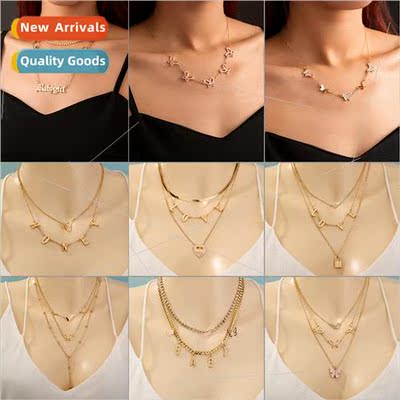 Europe multi-layer necklace letter necklace baby necklace hi