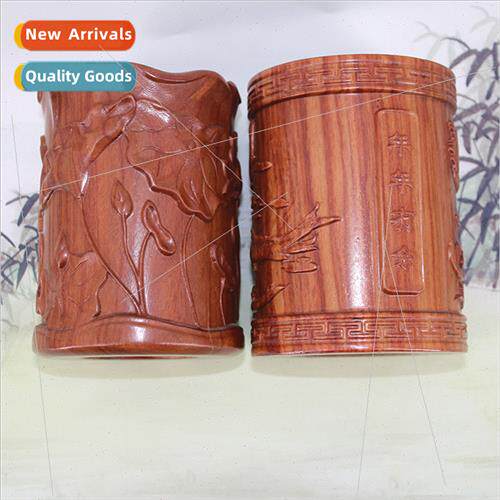 Mahogany pen container Creative round office pen container l