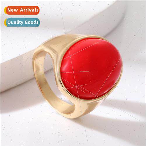 Europe Classic Vintage Ring Women Resin Faux Gemstone Fashio
