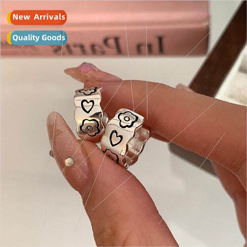 Wide silver color flower earrings female hundred niche love
