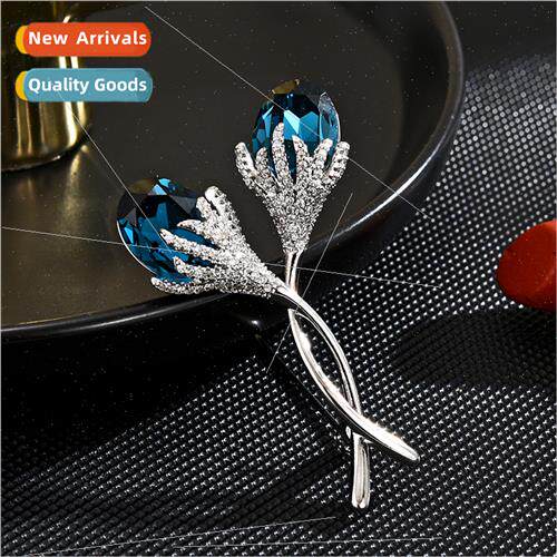 Korea elegant crystal zirconia tulip flower brooch female fa