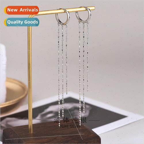 S925 silver earrings female Scandinavian lady round earrings
