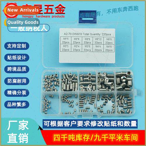 220pcs DIN916 stainless steel 304 hexagonal recessed end mac