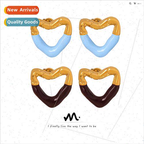 French simple Ins love drop oil color new fashion earrings s