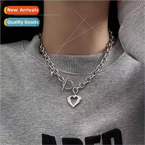 Skeleton heart necklace female ins sweet cool hip-hop collar