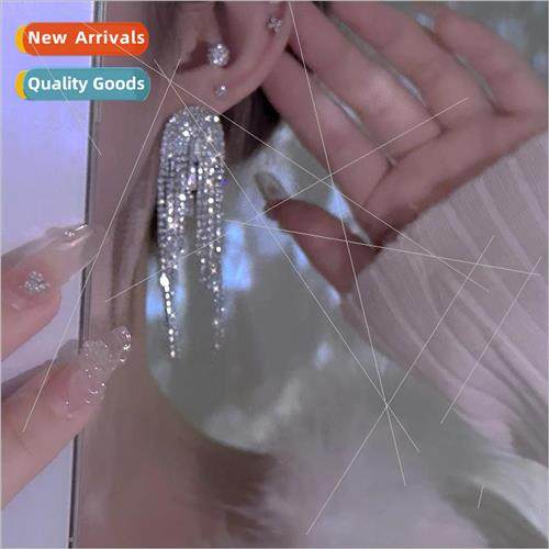 female super flash full diamond tassel earrings retro simple