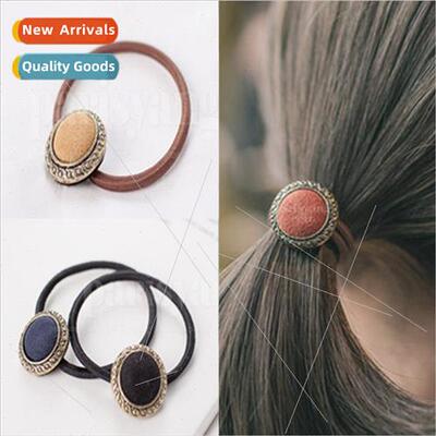 Europe classical buttons hair ring Korea hair rope head rope