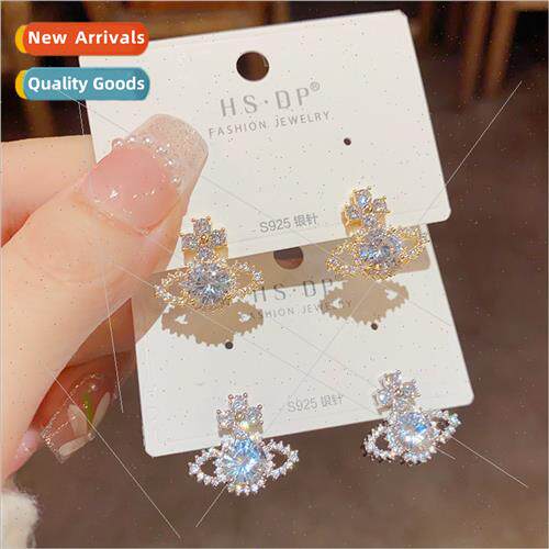 s925 silver pin delicate flash diamond satelle earrings nich
