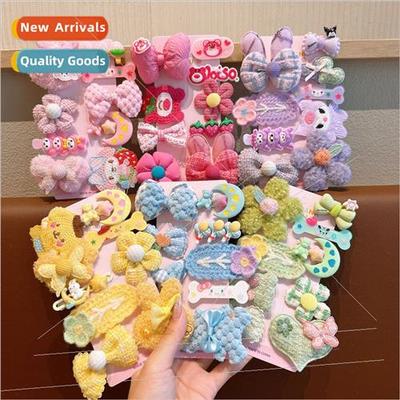Children cartoon Melody strawberry bear plush hair clips cut
