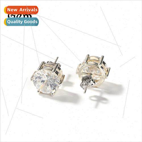 Europe hip-hop 10MM single zirconia earrings versatile simpl