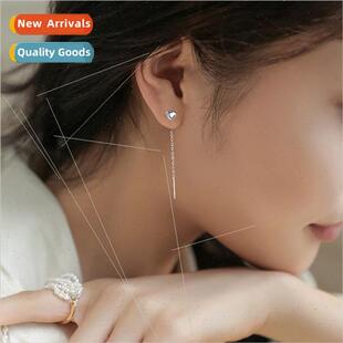 Tassel heart ear wires skinny earrings long polished love he