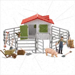Animal World Happy Farm Scene Set Pigs Goats Chickens Ducks