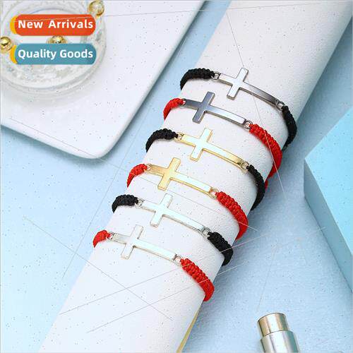 Europe simple men women red black braided cross couple rope