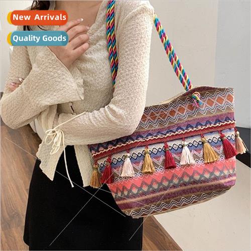 Ethnic tassel large capacy shoulder bag 2023 new niche fashi