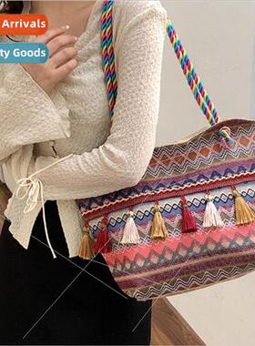Ethnic tassel large capacy shoulder bag 2023 new niche fashi