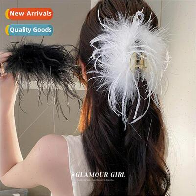 Advanced long ostrich feather hair clips Mori Fairy Beauty b
