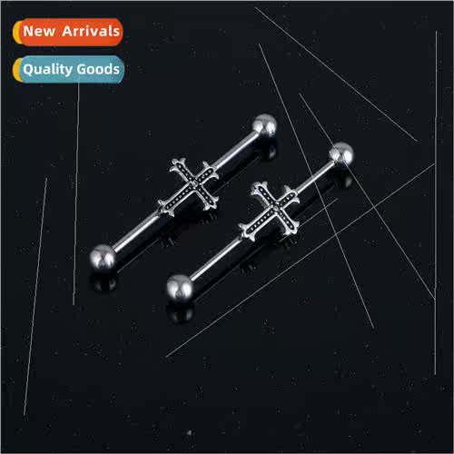 stainless steel double head straight rod earrings fashion si