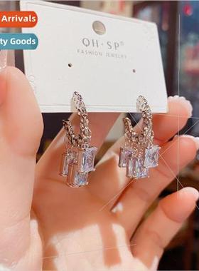 Koreas925 silver needle fashion exquise super flash square z