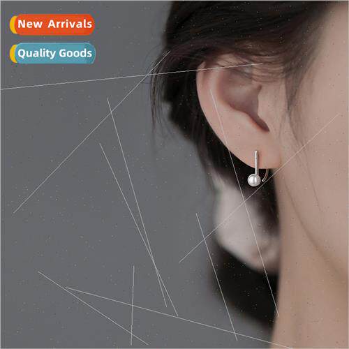 A word pearl earrings back hanging anti-loss simple sheet mu