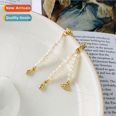 925 lver Earrings Female Europe Asymmetrical Pearl Earrings