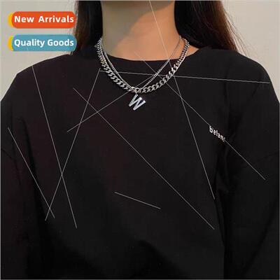 Europe chain necklace W letters double layer collarbone chai