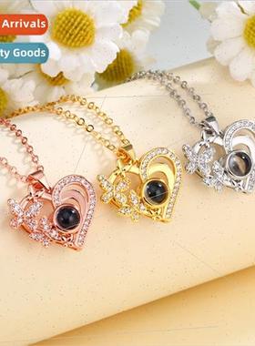 Love Butterfly Necklace适用Women 100 Languages I Love You Pr