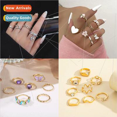 Europe openings jewelry love drop oil small flower ring fema