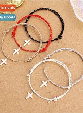 2023 Europe New cross pendant hand-woven inter-color bracele