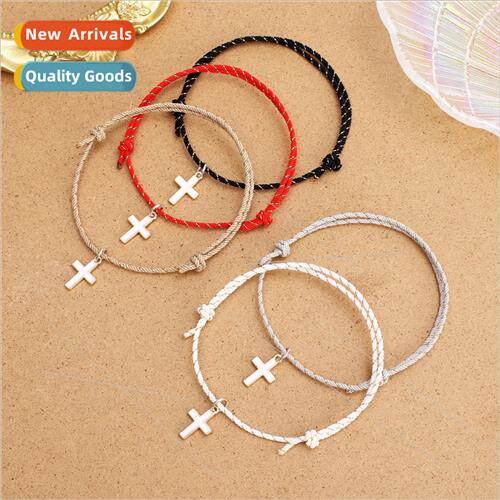 2023 Europe New cross pendant hand-woven inter-color bracele