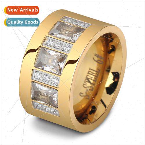 Europe Vintage Square Geometric Zirconia Couple Ring Stainle