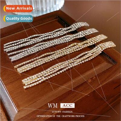 lver needle wh diamonds long tassel earrings Europe fashion