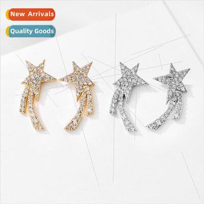mple cold wind ins star earrings female copper set zirconia
