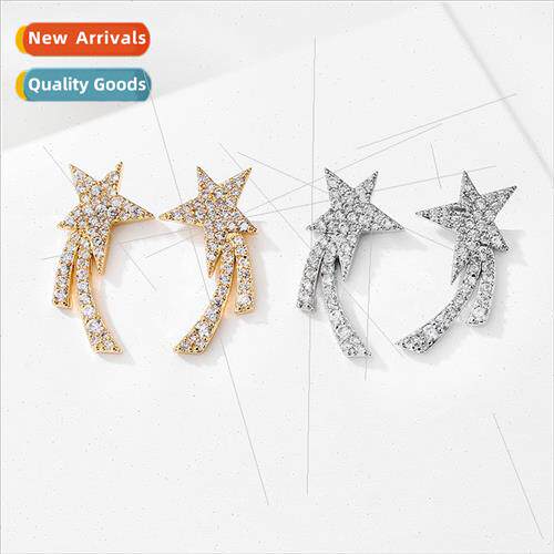 mple cold wind ins star earrings female copper set zirconia