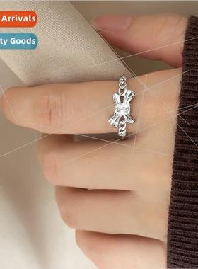 Super flash square diamond chain butterfly ring female fashi