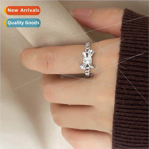 Super flash square diamond chain butterfly ring female fashi