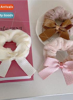 Gentle plush bow hair rope sweet fall winter furry large int