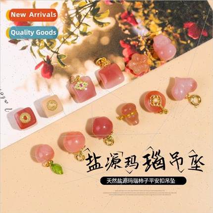 Yanjin agate persimmon peace button pendant hand-woven DIY p