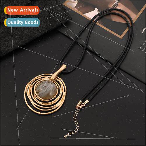 New Necklace Europe Vintage Large Round Premium Sweater Chai