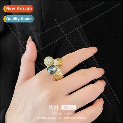 Plated Zirconia Round Metal Open End Ring Index Finger Ring
