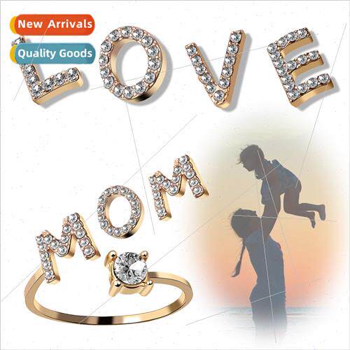 New 26 letters women ring fashion wh diamonds English letter