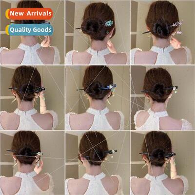 Step rock flower tassel hairpin ancient wooden hairpin plate
