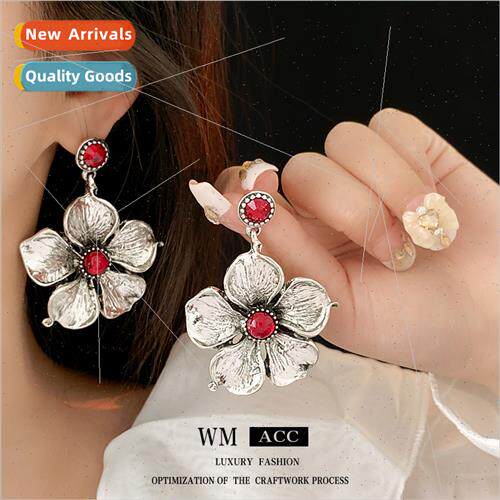 lver needle wh diamonds vintage flower earrings terary vinta