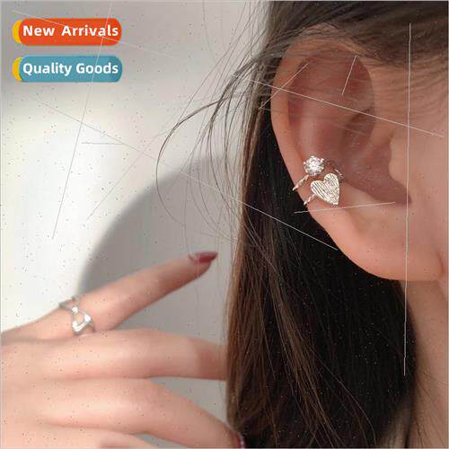 French gentle super flash diamonds love heart ear clips whou