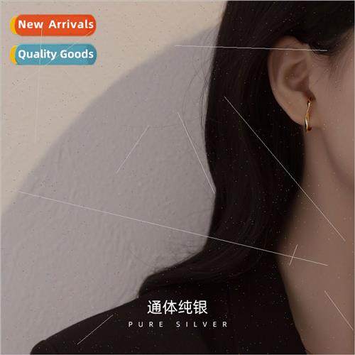 S925 silver Korea simple C-shaped earrings buckle niche twis