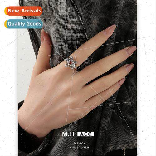 Burgundy diamond snowflake ring Europe index finger ring col
