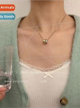 Clashing color double ring pendant necklace niche ins minima