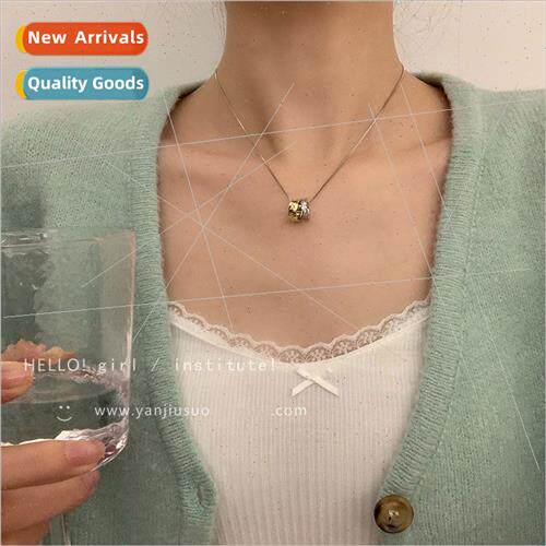 Clashing color double ring pendant necklace niche ins minima